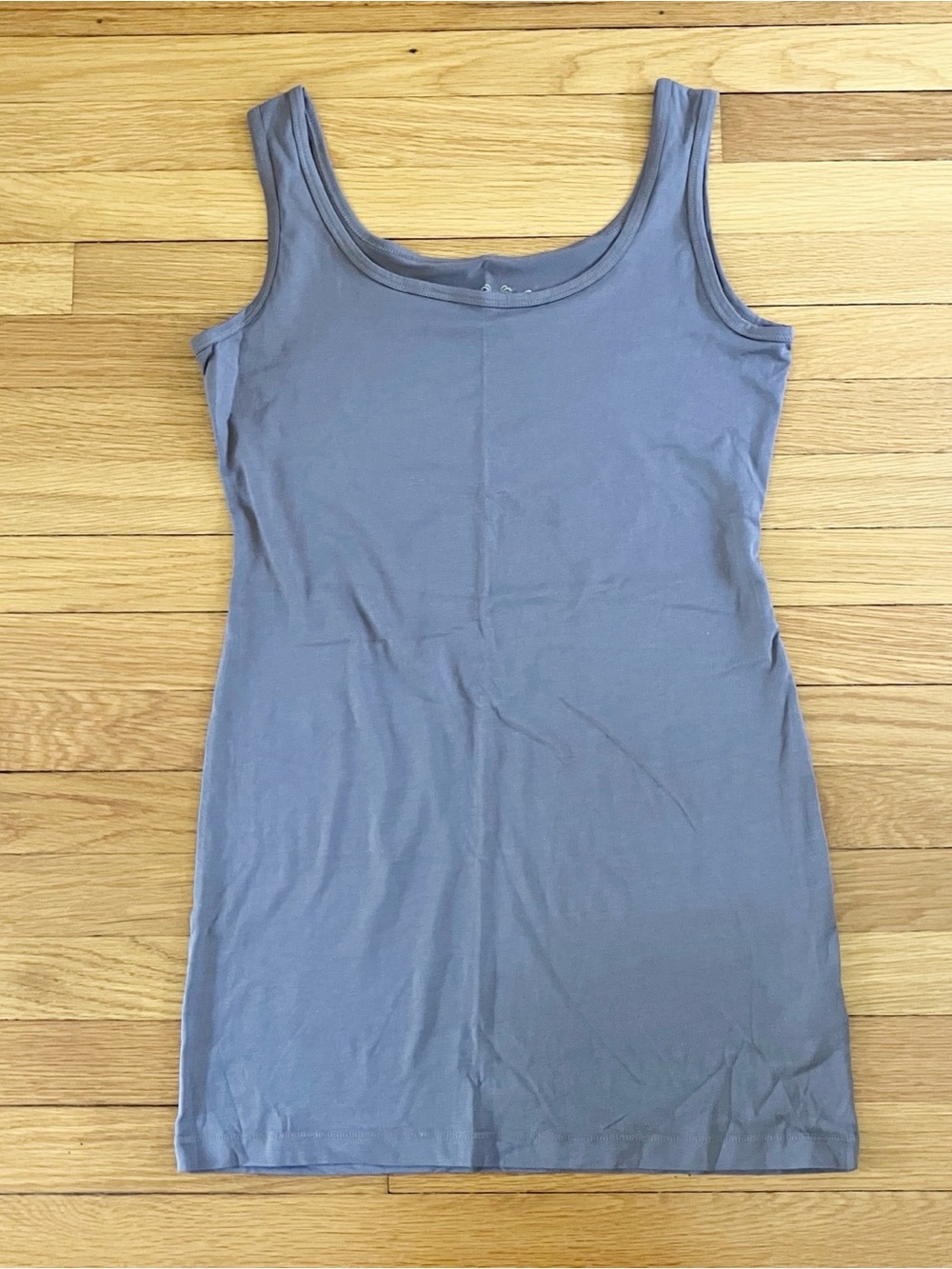 Peruvian Connection Grey Brown Cotton Neutral Scoop Neck Long Tank Top Medium